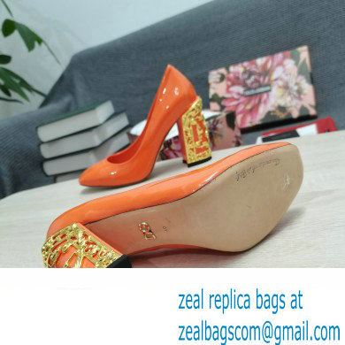 Dolce  &  Gabbana Logo Heel 10.5cm Patent leather Pumps Orange 2022